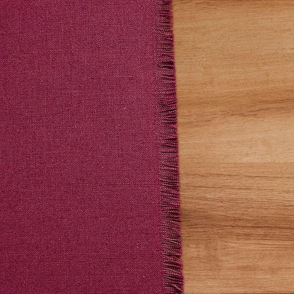 Solino Home Linen Fringe Table Runner 108 Inches Long - 100% Pure Linen Beet Table Runner 14 x 108 Inch for Valentines, Winter