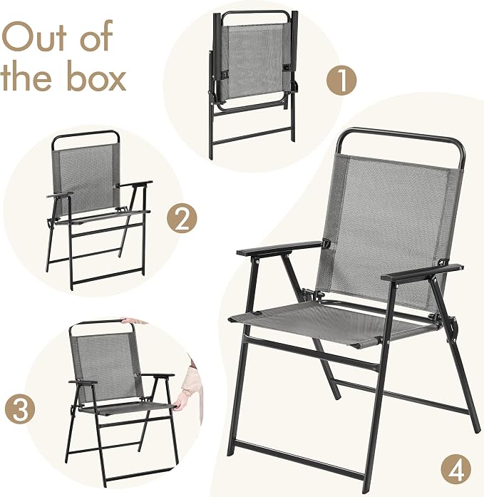 Yaheetech Outdoor Patio Chairs Set of 2, Folding Camping Chair, no assembly - Image 8