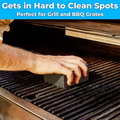 Heavy Duty, Non-Toxic Black Grill Brick Cleaner 8 Pack Reusable Chemical Free BBQ Pumice Cleaning Block for Flattops, Grills and Griddles. Non Scratch Grillstone is the Perfect Barbecue Scouring Tool