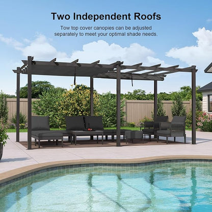 PURPLE LEAF Outdoor Pergola 12' X 18' Retractable Canopy Aluminum, Custom Shade - Image 2
