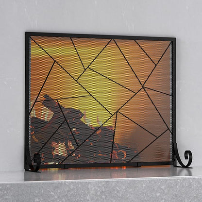 Fire Beauty Fireplace Screen Decorative Mesh Geometric Fire Spark Guard Gate Cover for Home