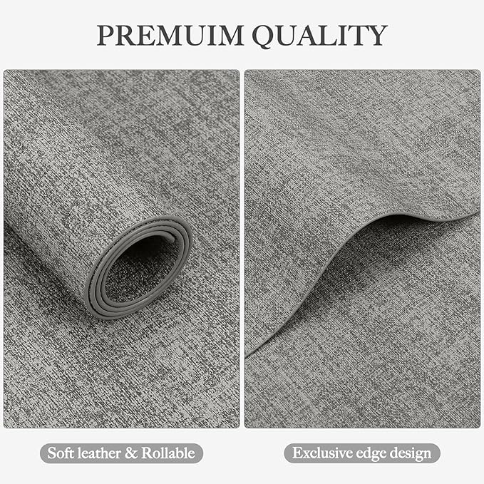 Faux Leather Heat Resistant Placemats Set of 8 – Waterproof Oilproof Wipeable Dining PU Vinyl Place Mat Easy Clean Table Mats for Kitchen/Dining/Party/Holiday, Light Grey