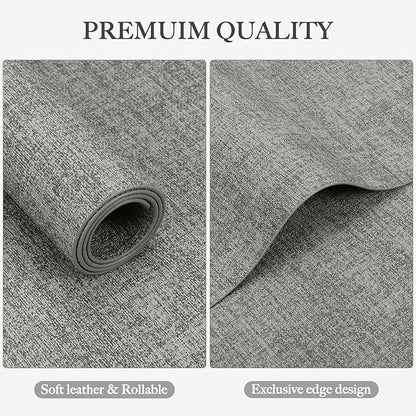 Faux Leather Heat Resistant Placemats Set of 4 – Waterproof Oilproof Wipeable Dining PU Place Mat Easy Clean Table Mats for Kitchen/Dining/Party/Holiday, Light Grey
