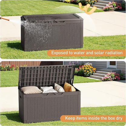 Greesum 100 Gallon Resin Deck Box Large Outdoor Storage Boxes - Image 3