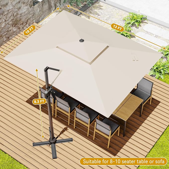 10x13 FT Outdoor Cantilever Patio Umbrella - Image 9