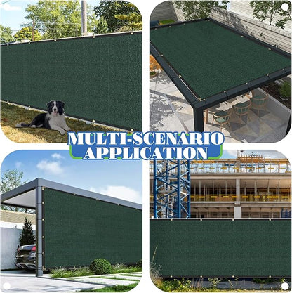 ECOOPTS 4'x111' Privacy Fence Screen Windscreen with Copper Grommets, Fit for Commercial Fence and Residential Garden Outdoor 90% UV Blockage, Cable Zip Ties Included (Green)