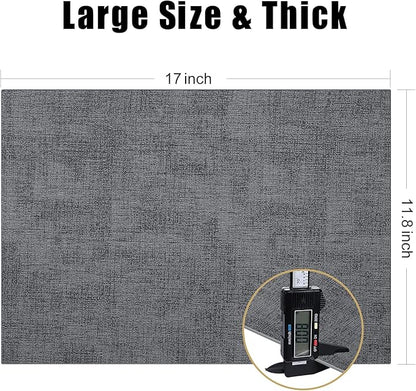 Homaxy Faux Leather Heat Resistant Placemats for Dining Table Set of 6, Waterproof Wipeable Washable PU Table Mats, Easy to Clean Anti-Slip Place Mats, 11.8" x 17", Dark Grey