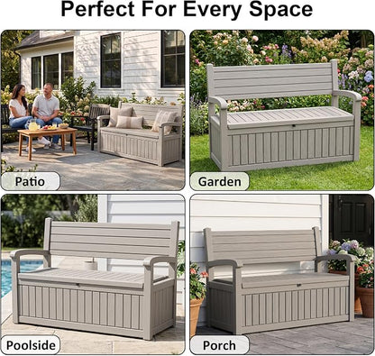 100 Gallon Outdoor Storage Bench, Waterproof Resin Deck Box - Image 6