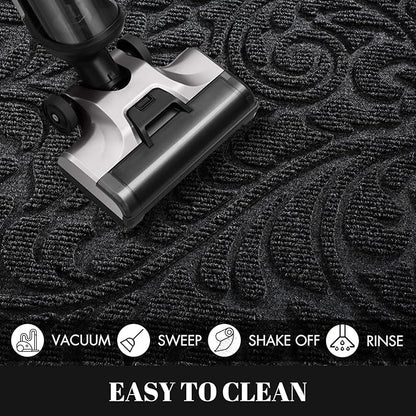 Yimobra Large Door Mat Outside Entrance 47x24, Waterproof Sturdy Outdoor Mats for Front Door, Heavy Duty Non-Slip Doormat for Garage Patio Entryway Indoor, Easy Clean, Black