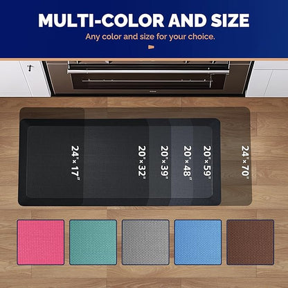 FEATOL Anti Fatigue Mat for Standing, 9/10 Extra Thick Ergonomic Standing Desk Mat, Comfort & Durable Memory Foam Standing Mat at Home,Office All Day (24" x 70", Black, 1PC)