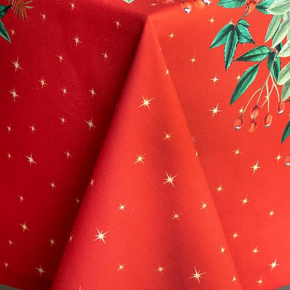 Maison d' Hermine Table Cloth Rectangle Table 100% Cotton 70 x 108 Inches Fall Tablecloth Reusable Everyday Use for Thanksgiving Christmas Decorations Dining Farmhouse Party (Noel)
