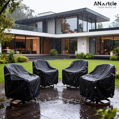 Swivel Patio Chair Cover 4 Pack,600D Waterproof Heavy Duty Outdoor Chair Cover(35 W x 37 D x 36 H inches),Patio Furniture Covers,Outdoor Furniture Covers Waterproof,Black