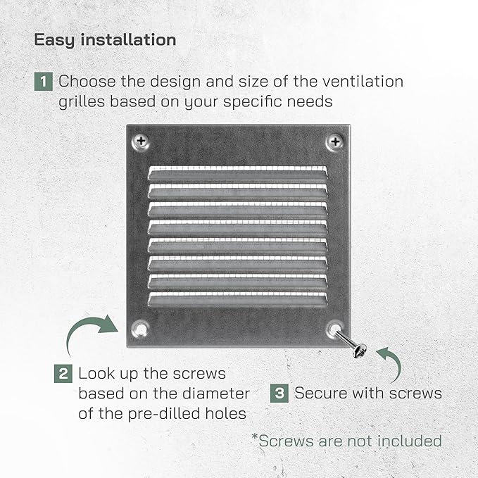 Vent Systems 4'' x 4'' Inch (Overall Dimensions) Pack of 2 - Galvanized - Air Vent Cover Metal Air Return Grill - Built in Pest Guard Screen HVAC Vent Duct Cover for Home Improvement