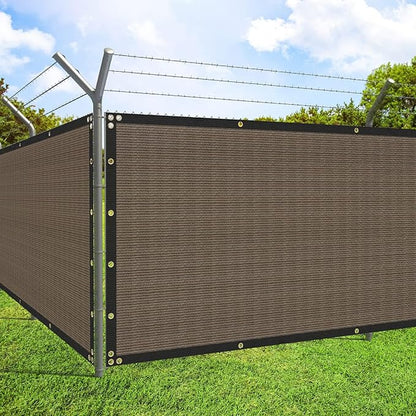 ECOOPTS 4'x91' Privacy Fence Screen Windscreen with Copper Grommets, Fit for Commercial Fence and Residential Garden Outdoor 90% UV Blockage, Cable Zip Ties Included (Brown)