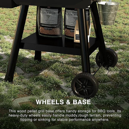 LCD Control Wood Pellet Smoker Grill, 456 SQ. IN Cook Area, Pellet Grill with Auto Feed & Leaking Waste, 500°F Max Temperature, 8 in 1 BBQ Grill with Meat Probe, Side Table with Hooks(Black)