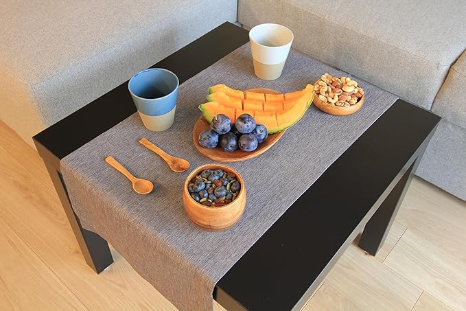 Grey Table Runner 36 inch, Gray Dresser Scarf, Waterproof Coffee Table Runner, Outdoor Short Small Dining Table Runners, Decor for Fiesta, Dinner Parties, Wedding, Thanksgiving, Halloween, Christmas