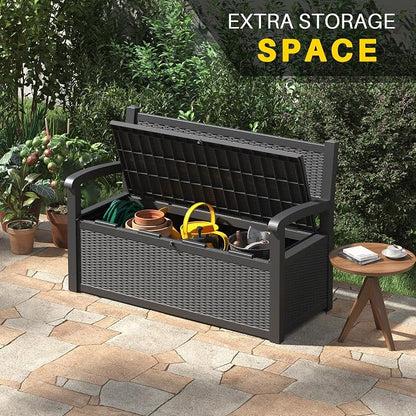 80 Gallon Outdoor Storage Bench, Resin Outside Storage Box - Image 5