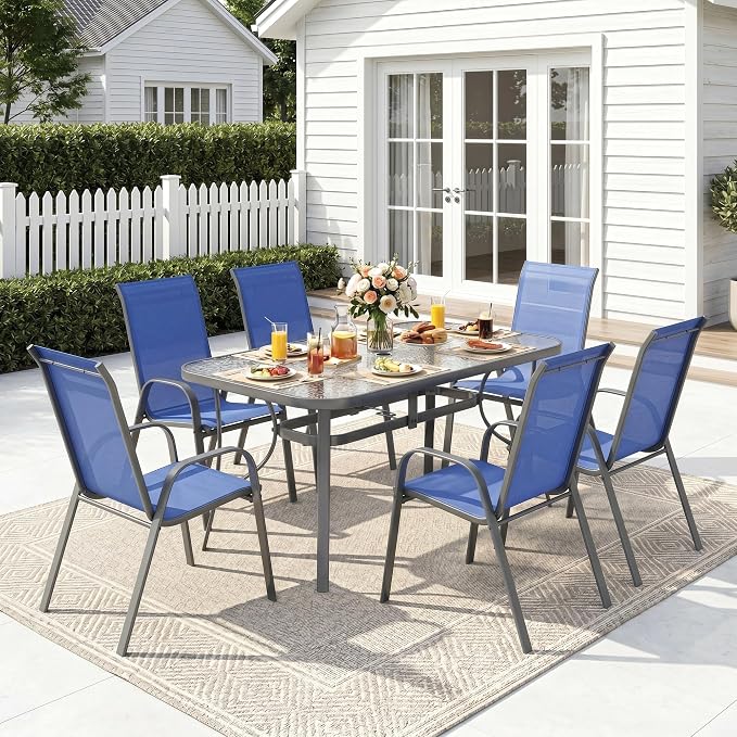 MAMIZO Patio Dining Chairs, Stackable Textilene Chair Set of 4, - Image 8