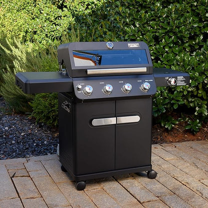 Monument Grills 4+1 Outdoor Barbecue Stainless Steel 4 Burners & 1 Side Burner Propane Gas Grill, 52,000 BTU Patio Garden Barbecue Grill with Knob Controls, Mesa425, Black
