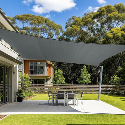Cool Area Sun Shade Sail for Patio Backyard, Rectangle 12x16ft, Dark Grey | 95% by CoolArea