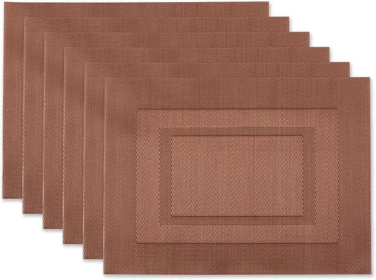 DII PVC Tabletop Collection Woven Indoor/Outdoor, Placemat Set, 13x17.25, Cinnamon, 6 Piece