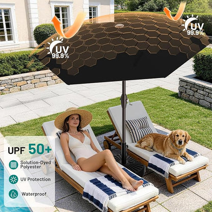 7.5FT Patio Umbrella Table Market Umbrella w/Tilt and Crank, Heavy-Duty Outdoor - Image 4