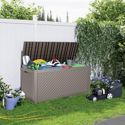 120 Gallon Waterproof Outdoor Resin Deck Box, Lockable Storage Container - Image 3