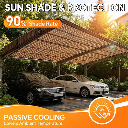 90% Sun Shade Cloth with Grommets, Breathable HDPE Mesh Tarp - Image 2
