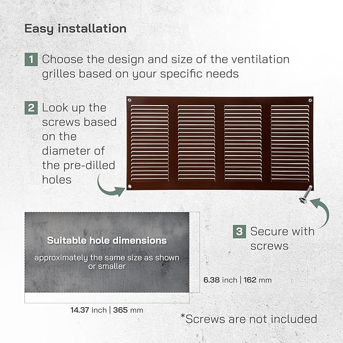 Vent Systems 16" x 8" Inch (Overall Dimensions) Pack of 10 - Brown - Air Vent Cover Metal Air Return Grill - Built-in Pest Guard Screen - HVAC Vent Duct Cover for Home Improvement