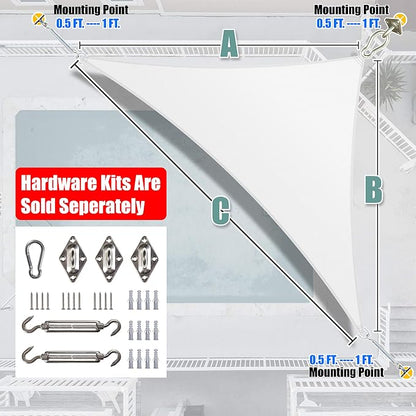 Amgo Custom Size 19' x 20' x 27.6' White Right Triangle Sun Shade Sail UPF50+ - Image 6