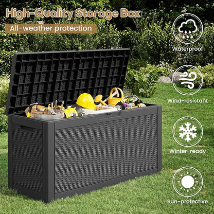 Outdoor Storage Box, 75 Gallon Resin Deck Boxes Outdoor Waterproof - Image 4