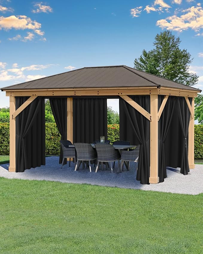 Outdoor Curtains for Patio Waterproof Rod Pocket 6 Pcs 54x120 Inch Black | by HolidayIdeas