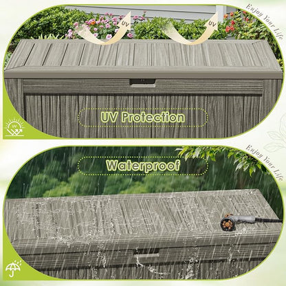 Devoko 125 Gallon Outdoor Storage Box, Waterproof Resin Deck Box | - Image 5