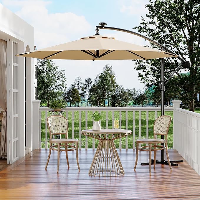 Garvee 10FT Solar Lights Offset Patio Umbrella - Image 2