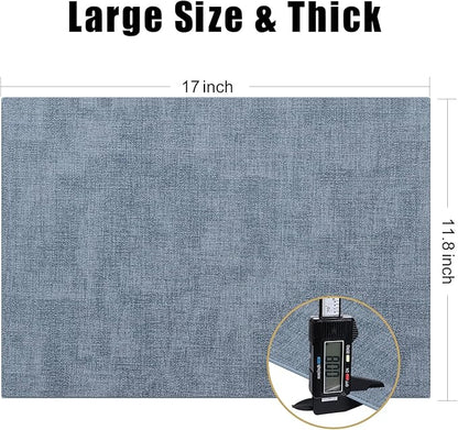 Homaxy Faux Leather Heat Resistant Placemats for Dining Table Set of 4, Waterproof Wipeable Washable PU Table Mats, Easy to Clean Anti-Slip Place Mats, 11.8" x 17", Blue