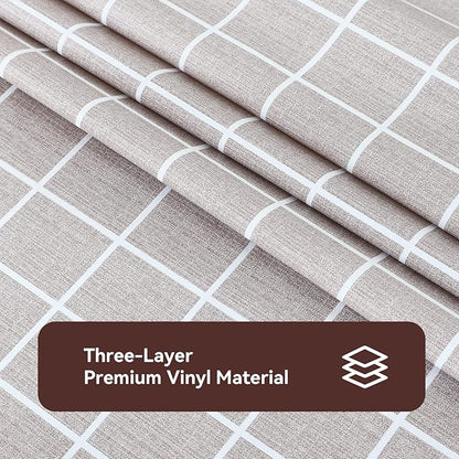 Romanstile Rectangle Vinyl Tablecloth, 100% Waterproof Oil-Proof Checkered Plastic Table Cloth, Heavy Duty Wipeable Table Covers for Dining, Camping, Picnic, Outdoor - 54 x 120 Inch, Sand