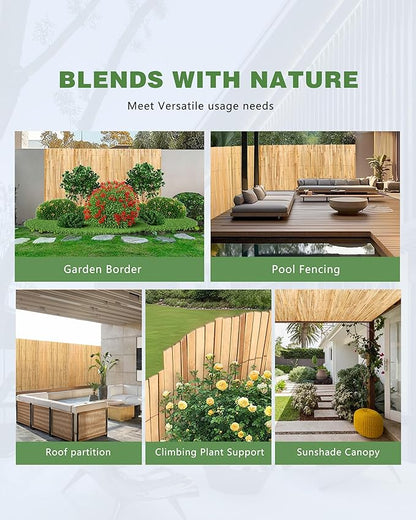 4ft x 13ft Natural Bamboo Slat Screening Roll, Outside Bamboo Privacy Fencing, Privacy Screen Panels for Garden, Outdoor