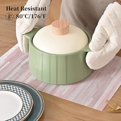 Leetaltree Misty Rose Placemats Set of 12 - Heat Resistant Non-Slip Place mats for Dining Table, Washable Durable PVC Vinyl Woven Table Mats（Misty Rose, 12）