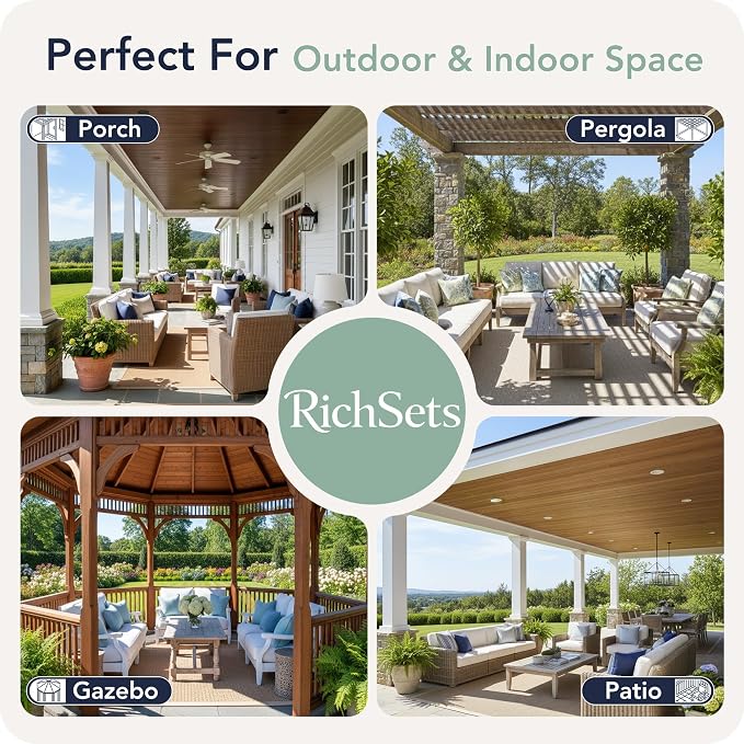 Outdoor Curtains for Patio Waterproof, 8 Panels, Rod Pocket | Weatherproof & - Image 7