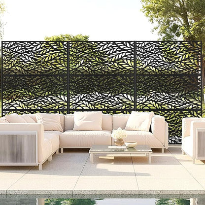 Outdoor Privacy Screen,72" H×47" W Metal Privacy Screen, Freestanding Privacy Fence Panels for Patio