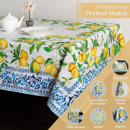 Maison d' Hermine Table Cloth Rectangle Table 100% Cotton 70 x 140 Inches Tablecloth Reusable Decorative Everyday Use for Dining Room, Farmhouse, Home, Party, Festive & Wedding Spring Summer - Cedrat