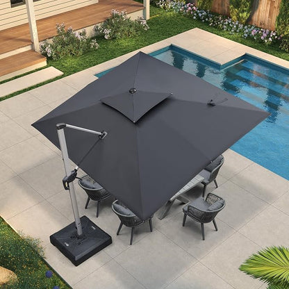 PURPLE LEAF Patio Cantilever Umbrella 9' X 11' Rectangle Double Top, 3-Yr - Image 2