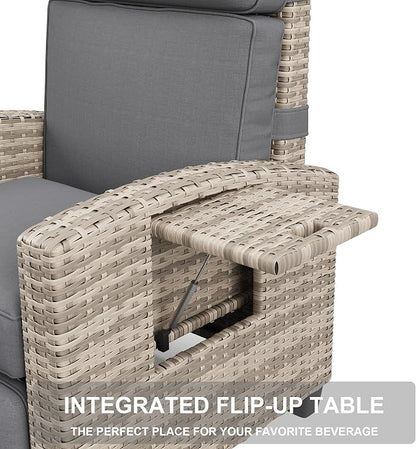 GarveeLife Outdoor Recliner Chair, PE Wicker Lounge Chair - Image 5