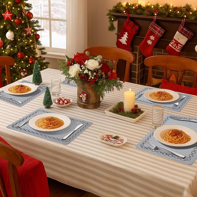 Placemats Set of 4, Heat Resistant & Waterproof Table Mats for Dining, Non Slip Scratch Proof Place Mats for Kitchen, Easy to Clean - Outdoor,Indoor Use（17x12 Inch）