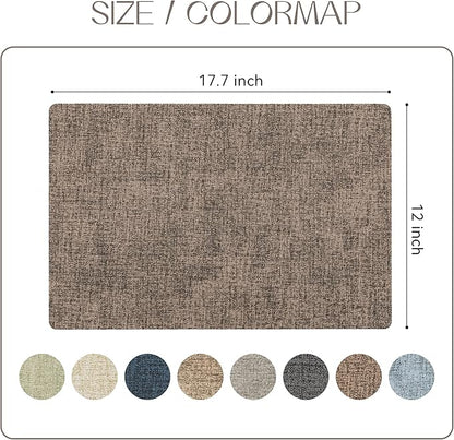 Romanstile Vinyl Placemats Set of 6-12 X 17 Inch - Heat Resistant Place Mats 100% Waterproof Oilproof Wipeable Reversible Faux Leather Table Mats for Kitchen, Dining, Party, Outdoor, Coffee