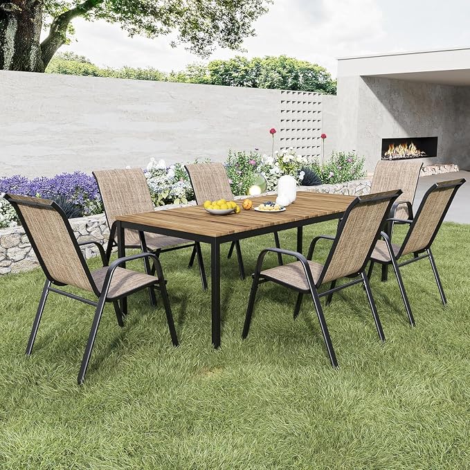 Patio Dining Chairs Set of 4 Outdoor Stackable Dining Chairs - Image 9