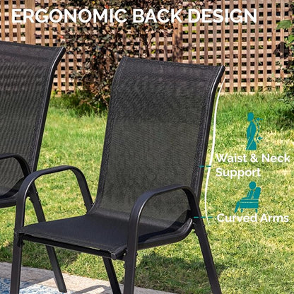 MAMIZO Patio Dining Chairs, Stackable Textilene Chair Set of 4, - Image 6