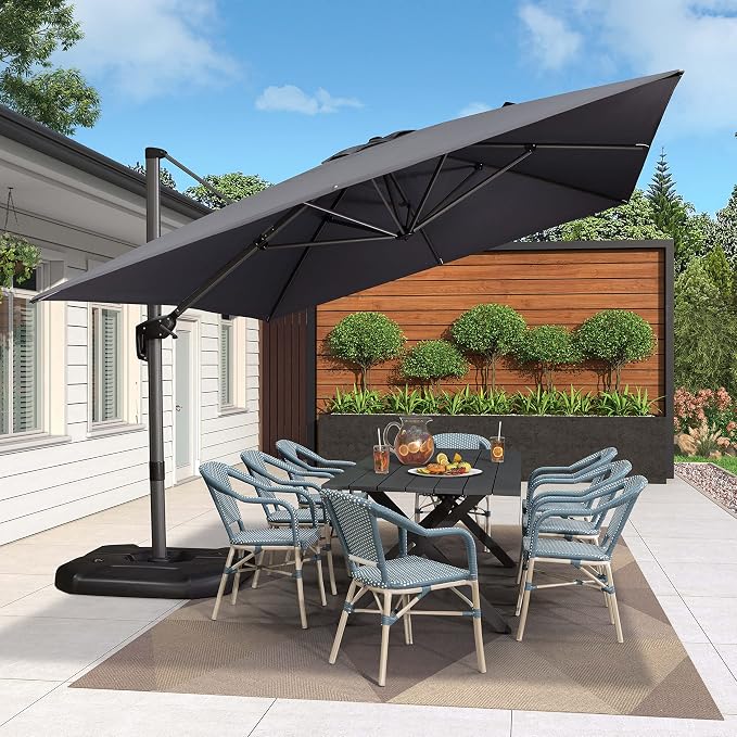 PURPLE LEAF Patio Cantilever Umbrella 10' x 13' Large Space - Image 2