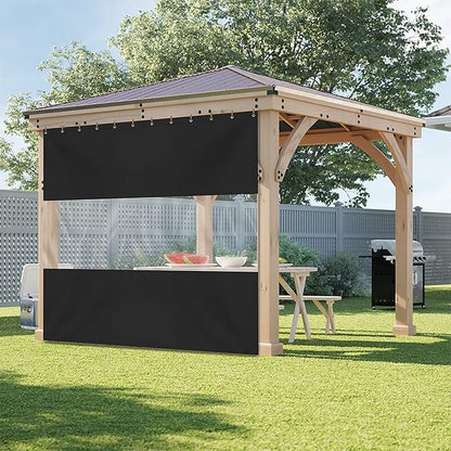 Covers & All Outdoor Clear Panel Curtain, 12 oz Vinyl Outdoor Curtains for Patio, Weather Resistant Waterproof Tarp with Brass Grommets for Pergola, Porch, Gazebos, Balcony (9'H x 10'W Feet, Black)