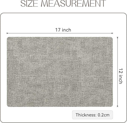 Romanstile Vinyl Placemats Set of 4-12 X 17 Inch - Heat Resistant Place Mats 100% Waterproof Oilproof Wipeable Reversible Faux Leather Table Mats for Kitchen, Dining, Party, Outdoor, Light Grey